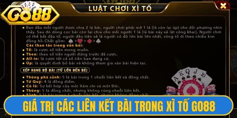 Giá trị các liên kết bài trong xì tố Go88